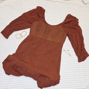 Hollister- Rust Long Sleeve Dress